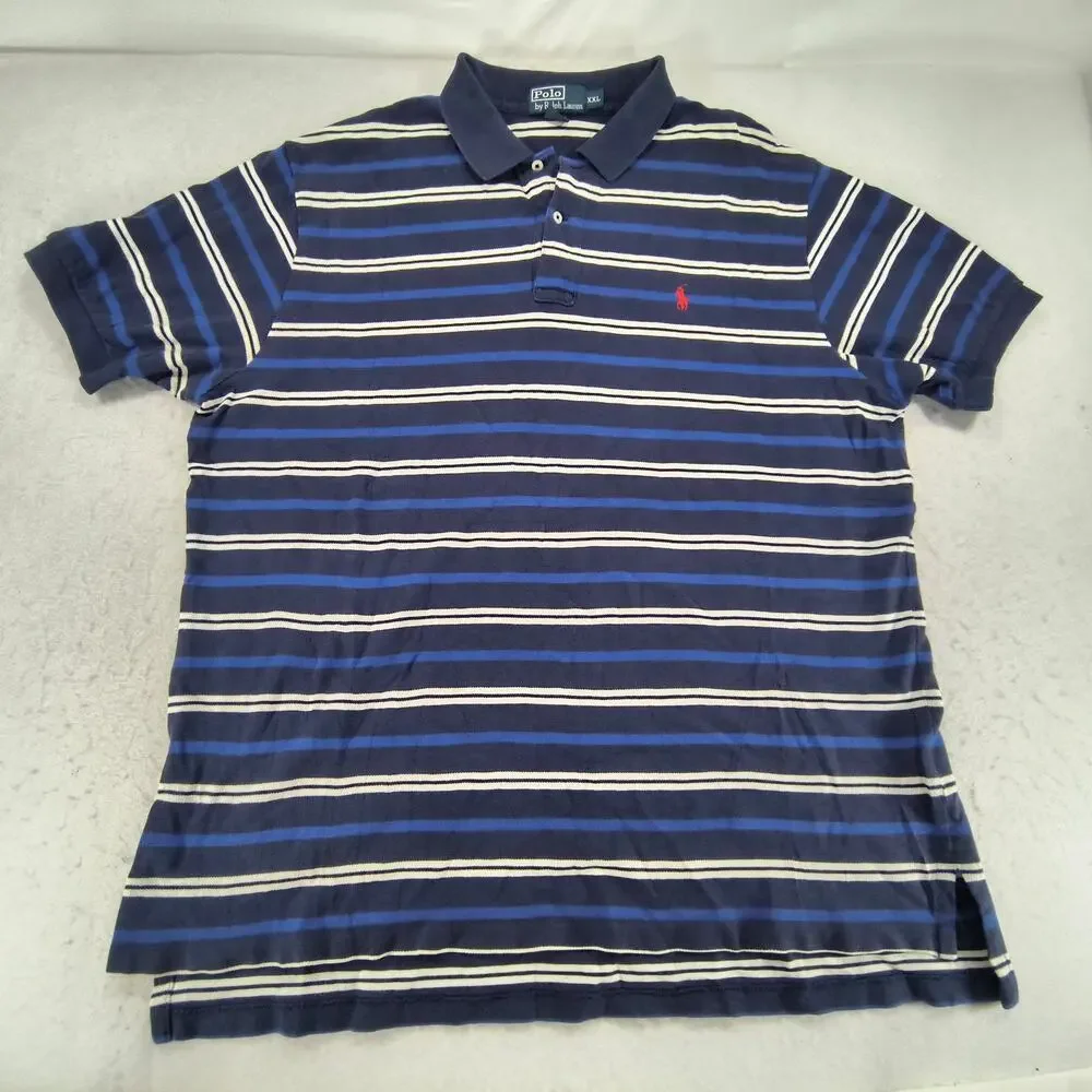 Polo by Ralph Lauren Short Sleeve Collared Polo Shirt Mens Size 2XL Navy White